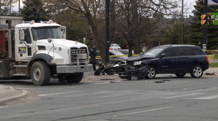 The scene of the collision in Brampton on Sunday.