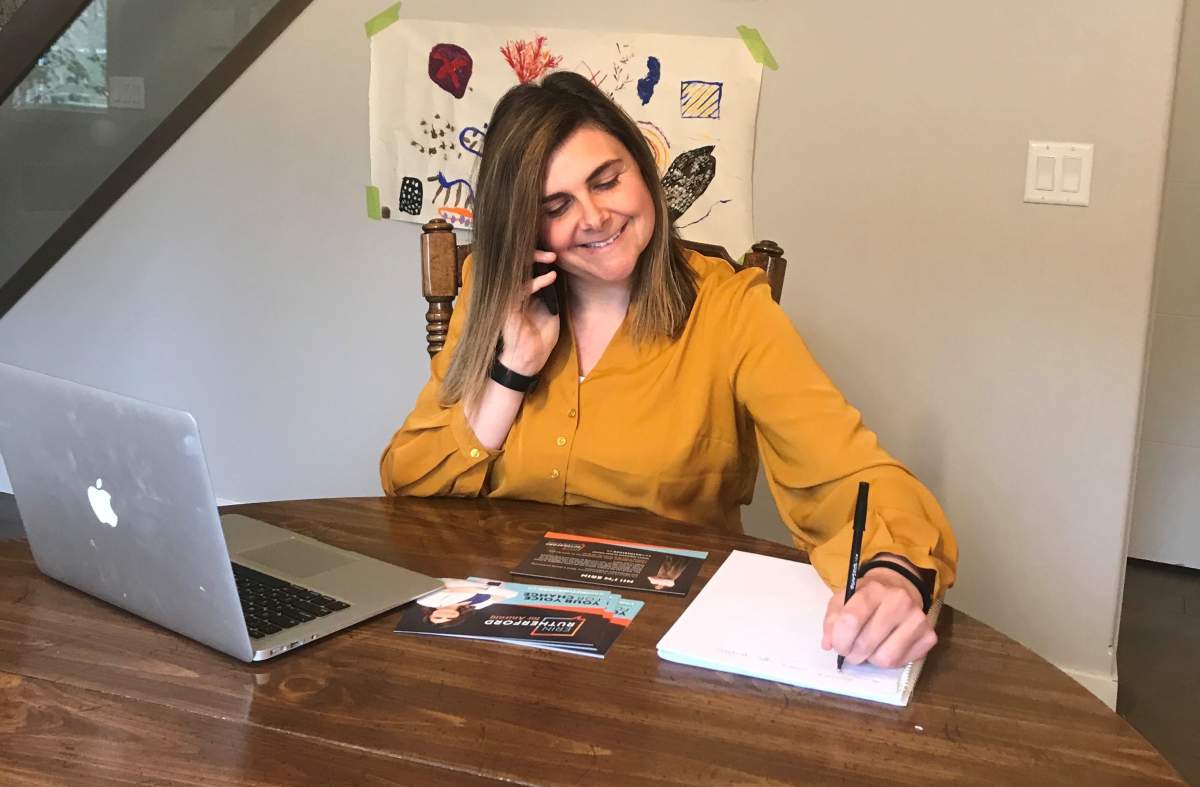 Erin Rutherford is focusing on her website, social media platform and taking calls from voters while she pauses door-to-door campaigning.