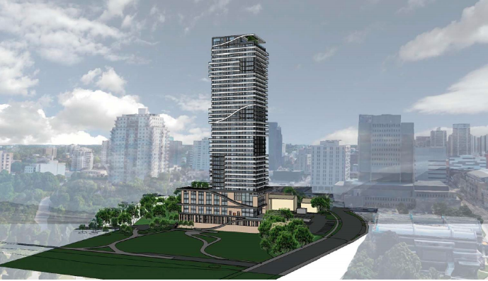 A rendering of the proposed building on Ridout Street North. 