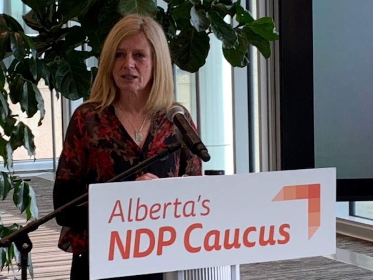 Alberta NDP Leader Rachel Notley speaks in Edmonton Monday, May 3, 2021.