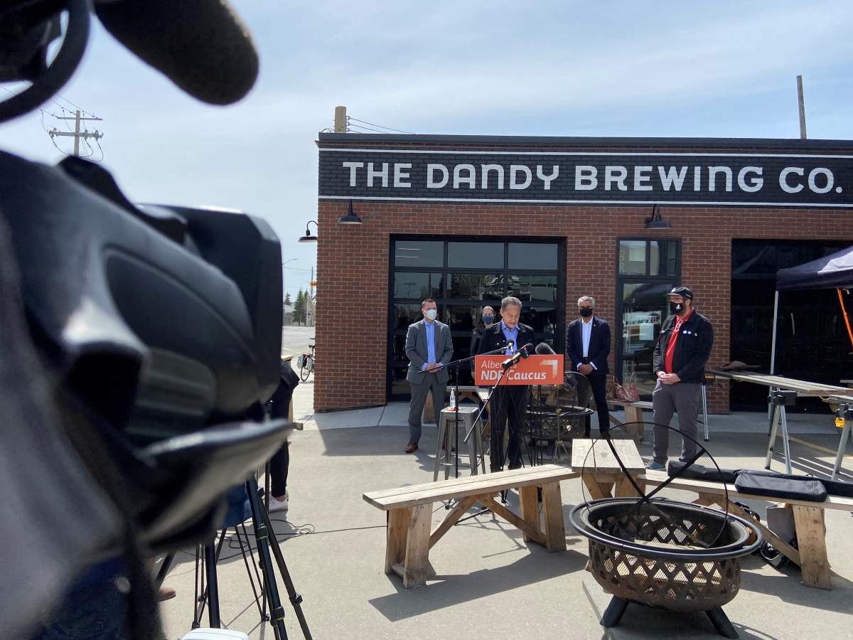 NDP press conference outside Dandy Brewing Company.