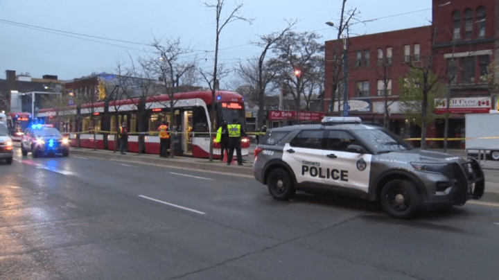 Paramedics said a woman was taken to a trauma centre in critical condition.