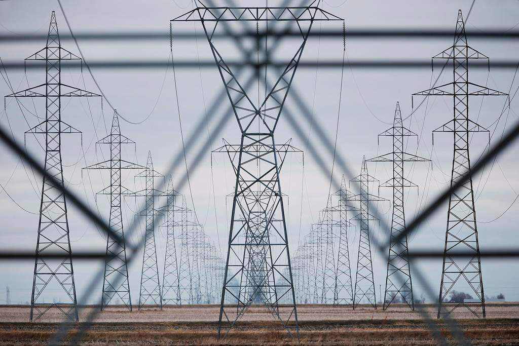 Manitoba Hydro power lines are photographed just outside Winnipeg in this file photo.