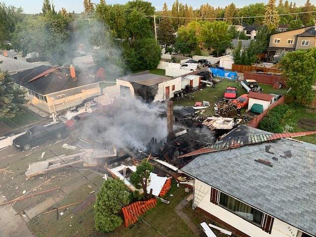 A blast “levelled” the house, according to a fire department press release.