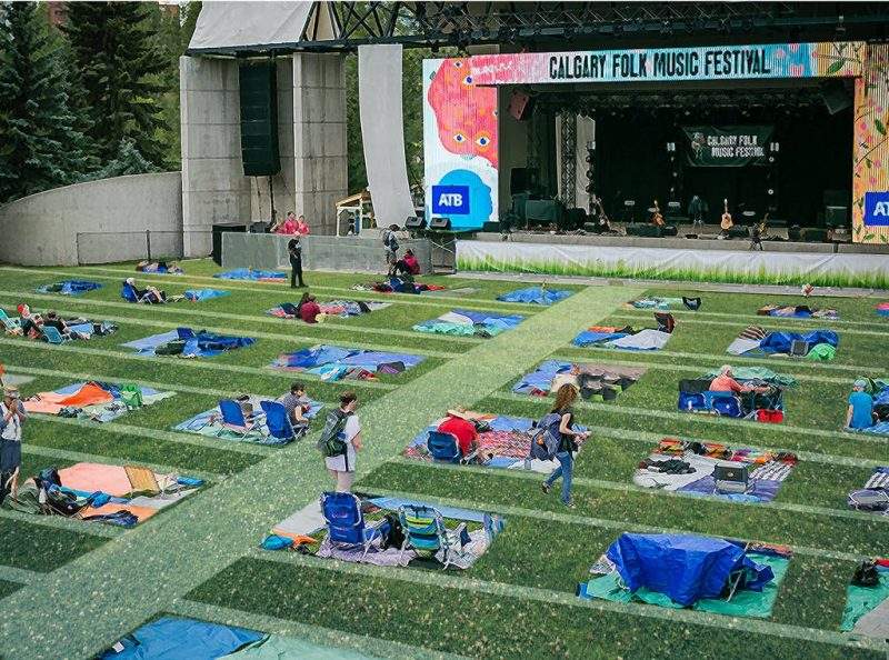 Calgary Folk Fest says attendees will be seated on home base tarps, with a two-metre distance between each tarp and pathways throughout the area.