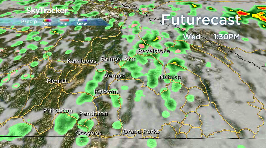A few more sprinkles are possible Wednesday afternoon.