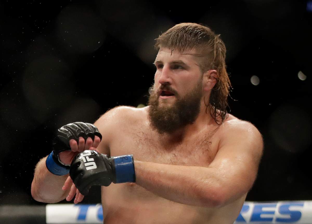 Tanner (The Bulldozer) Boser during a heavyweight mixed martial arts bout against Daniel Spitz, Friday, Oct. 18, 2019, at UFC Fight Night in Boston.