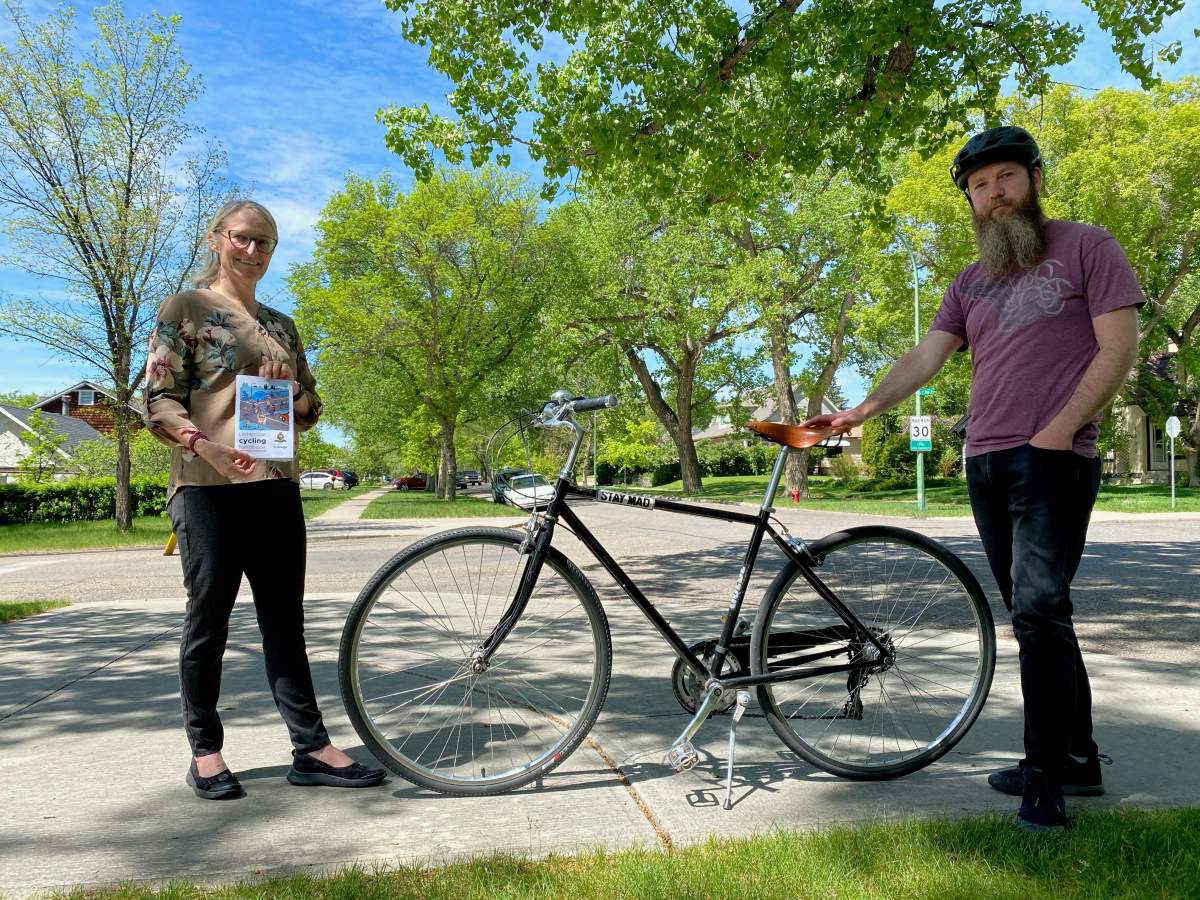 Lori Harasem (left), and Tyler Stewart (right) have worked to create cycling resources for the City of Lethbridge. 