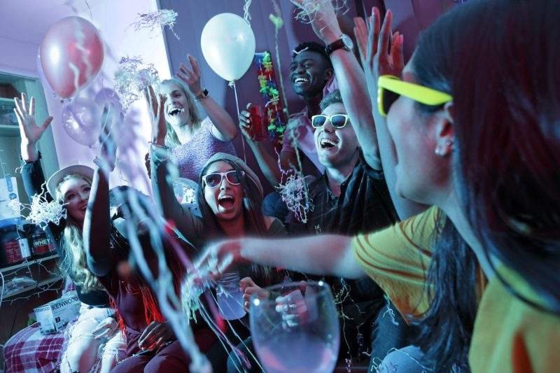 Young adults at house party