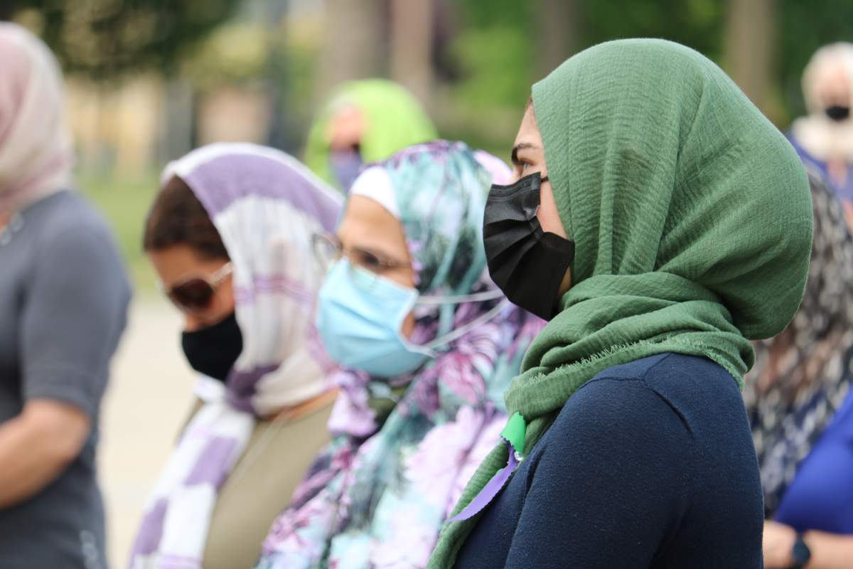 Londoners came together in Victoria park in support of the  Hijabs for Harmony event to combat Islamophobia Friday, June 18, 2021  .