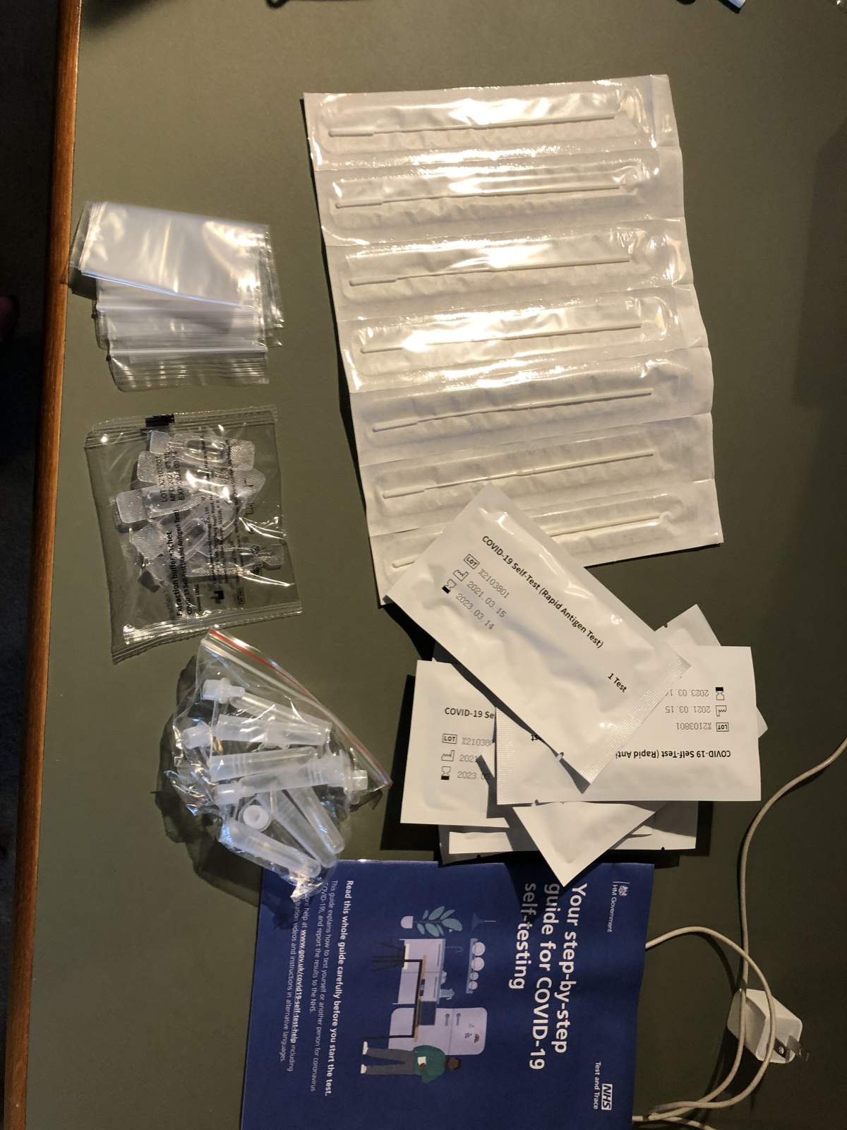 A week’s worth of self-administered, rapid COVID-19 tests from the U.K. government.