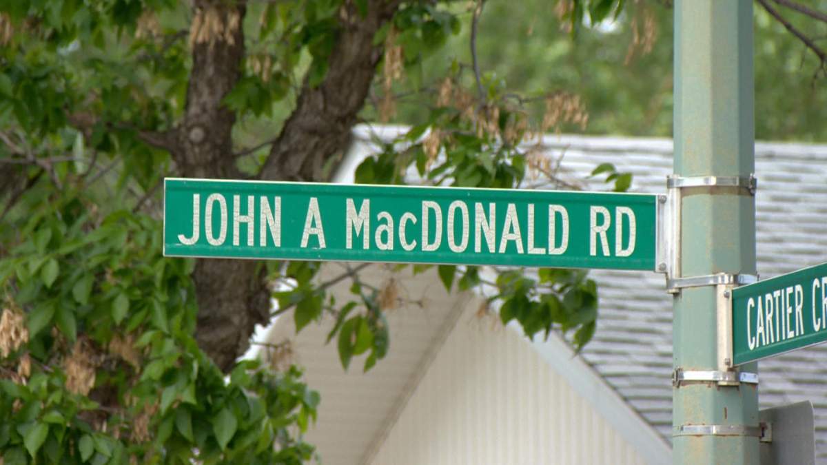 A street sign for John A. MacDonald road.