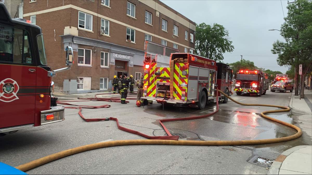 Fire crews battle a blaze at a Sargent Avenue apartment block.