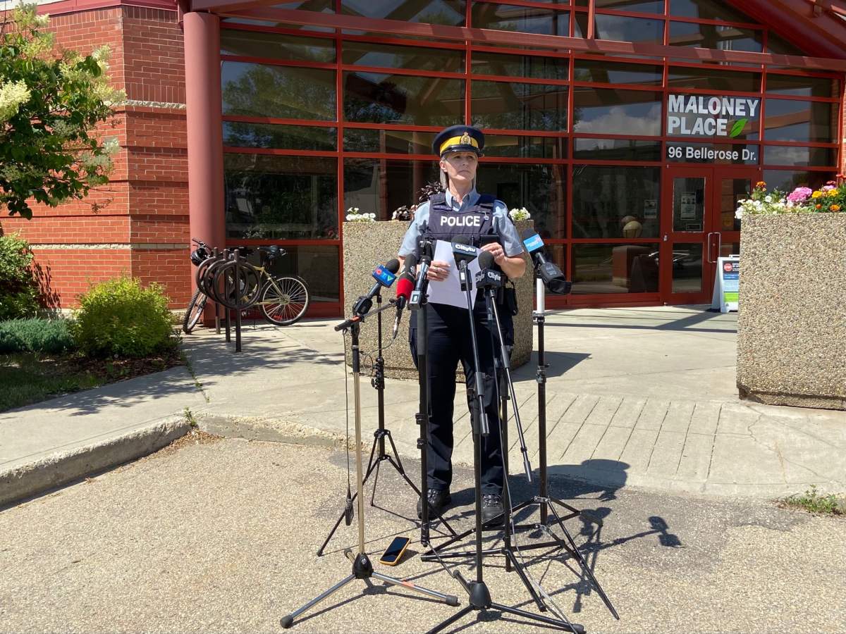 St. Albert RCMP talk about a hate-motivated assault on two women wearing hijabs on June 23, 2021.