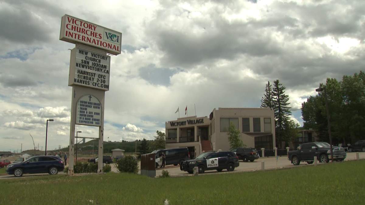 Calgary police on the scene of a stabbing at the New Victory Church in southwest Calgary.