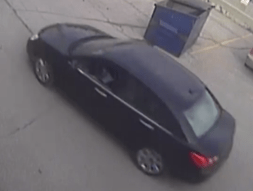 The black 2008 Chrysler Sebring the police are looking for.