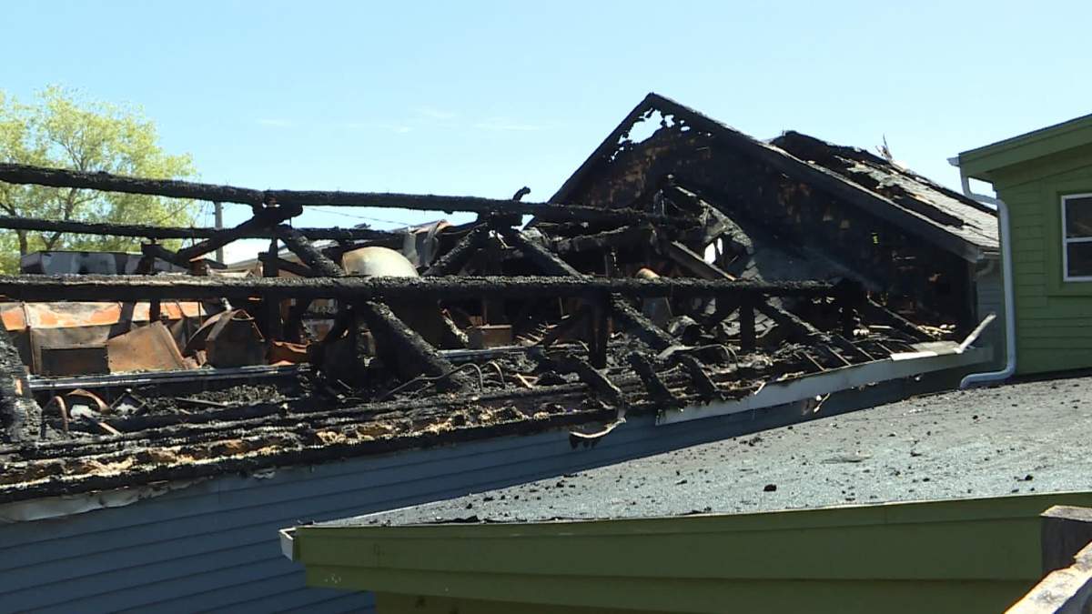 The roof and upper floor of the Chester Playhouse were destroyed in a fire that broke out Friday June 11, 2021.