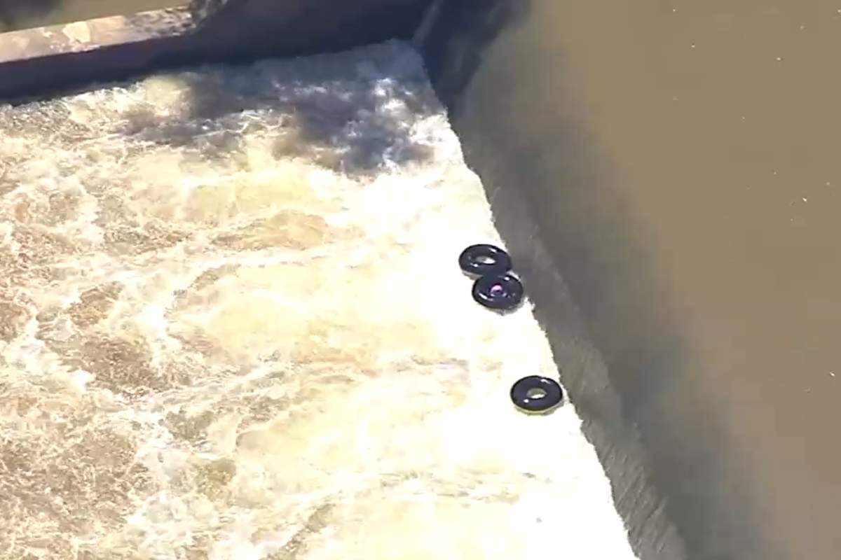 Three inner tubes are shown at the site of the Duke Energy dam in Eden, N.C., on June 17, 2021.