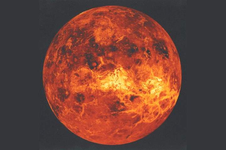 Venus is shown in this image captured by the Magellan spacecraft in 1990.