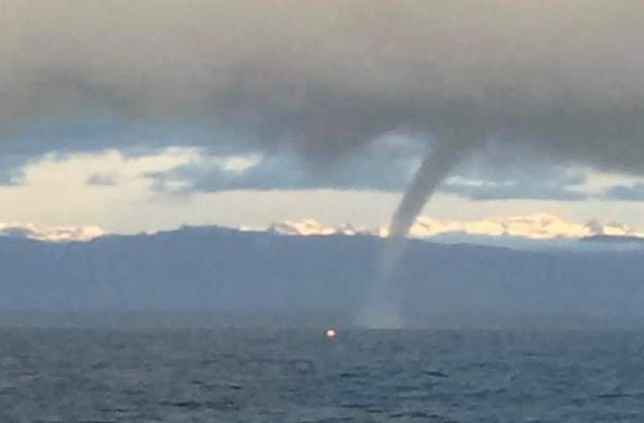 A waterspout spotted over the Strait of Georgia on Wednesday morning.