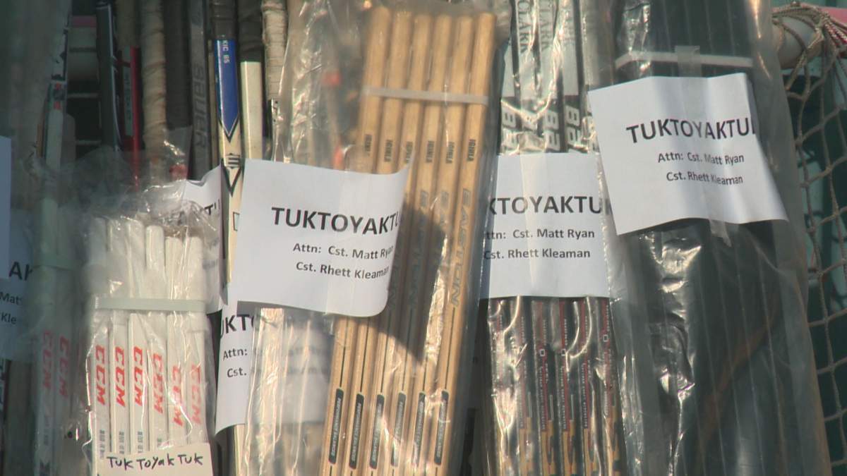 A transport truck filled with thousands of pieces of sporting gear left Edmonton Saturday, July 10, 2021, starting a more than 3,000-kilometre trek to the Northwest Territories. Sports Central has been organizing donation drives like this for close to two decades.