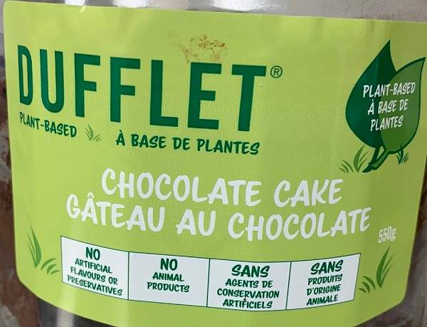 Dufflet’s Chocolate Cake labelling.