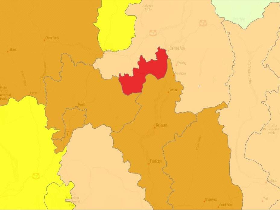 Regions now facing drought and water-scarcity conditions include the Okanagan, Shuswap, Thompson-Nicola and Cariboo.