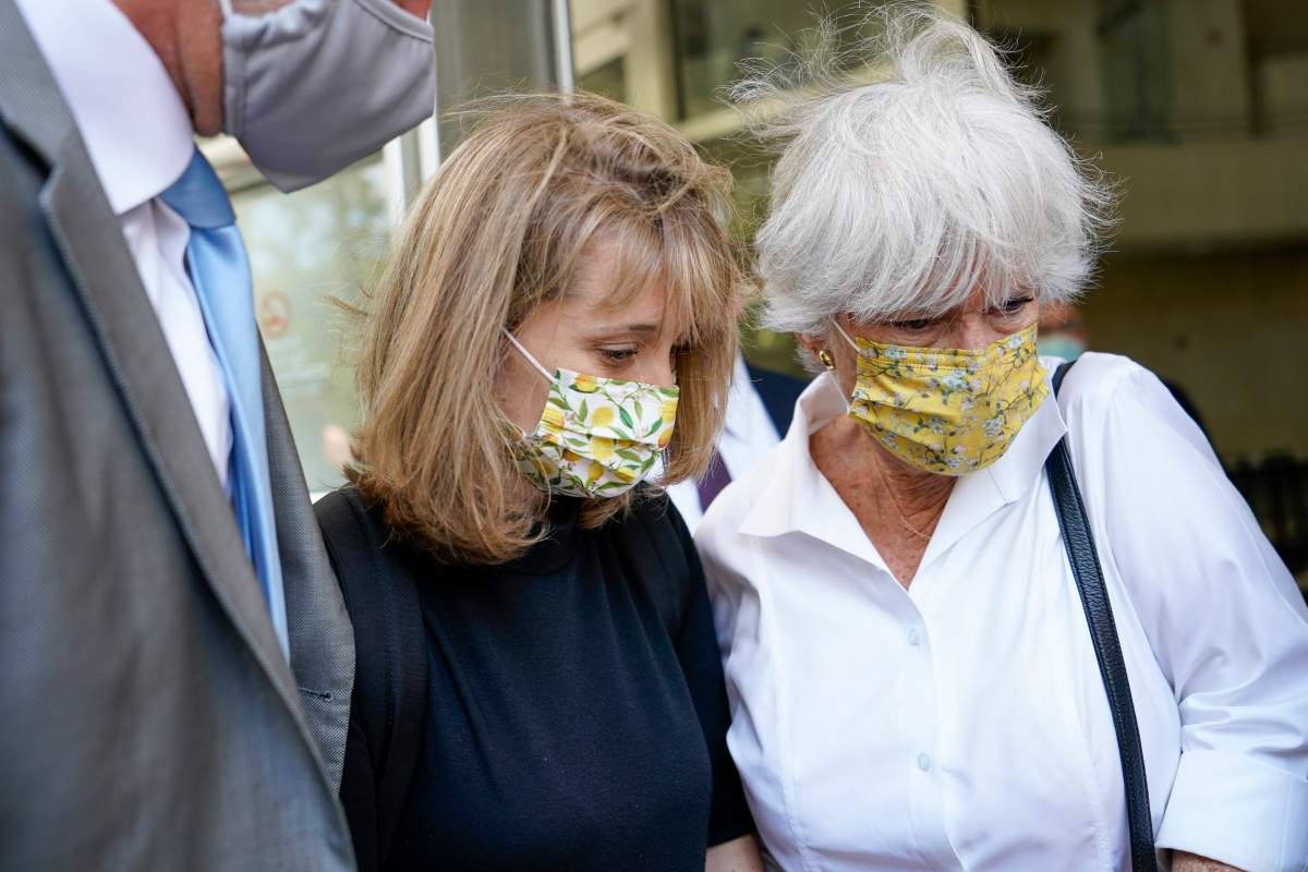 Allison Mack, center, leaves federal court with her mother Mindy Mack after being sentenced, Wednesday, June 30, 2021, in New York.