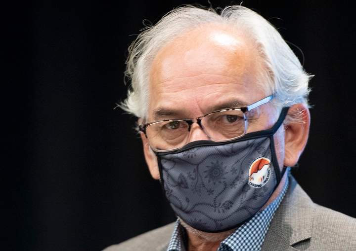 Ghislain Picard, Chief of the Assembly of First Nations Quebec-Labrador, arrives at a news conference about a survey on Quebecers attitudes toward First Nations Wednesday, August 12, 2020  in Montreal.
