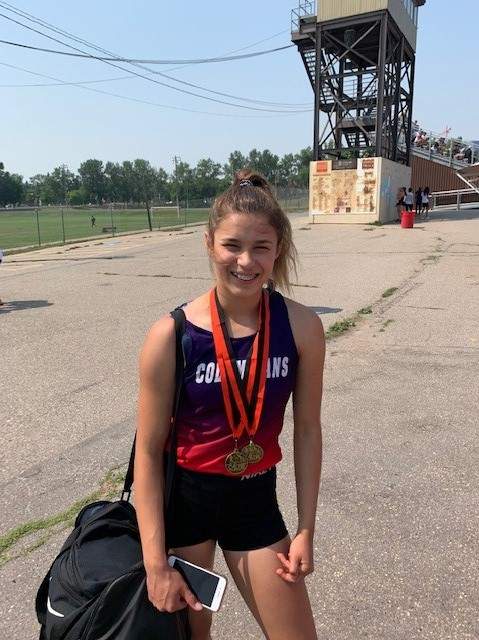 Gabby Paterson, 14, won three gold and one bronze medal at her recent track competition in Calgary, Alta.
