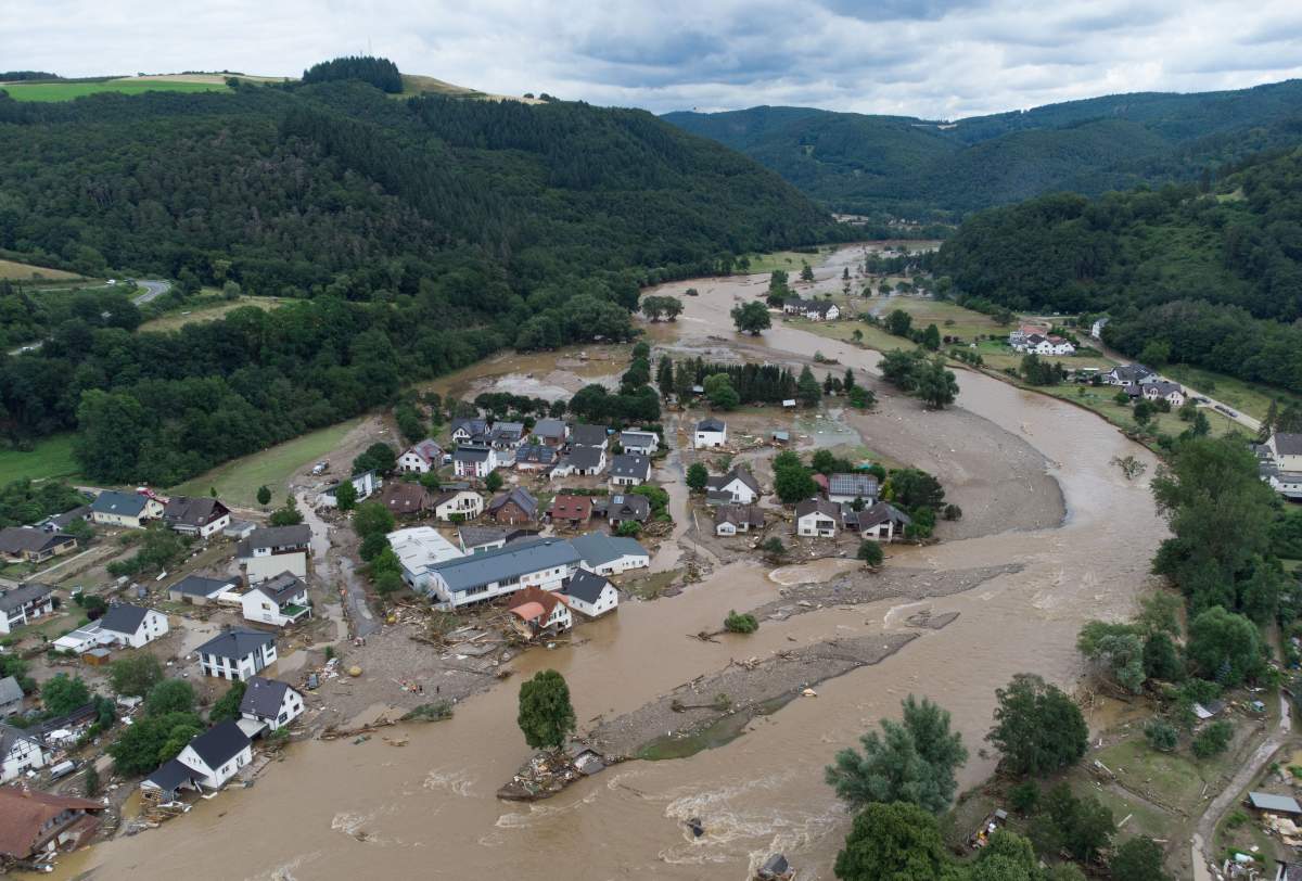 The village of Insul in Rhineland-Palatinate is largely flooded after massive rainfall.