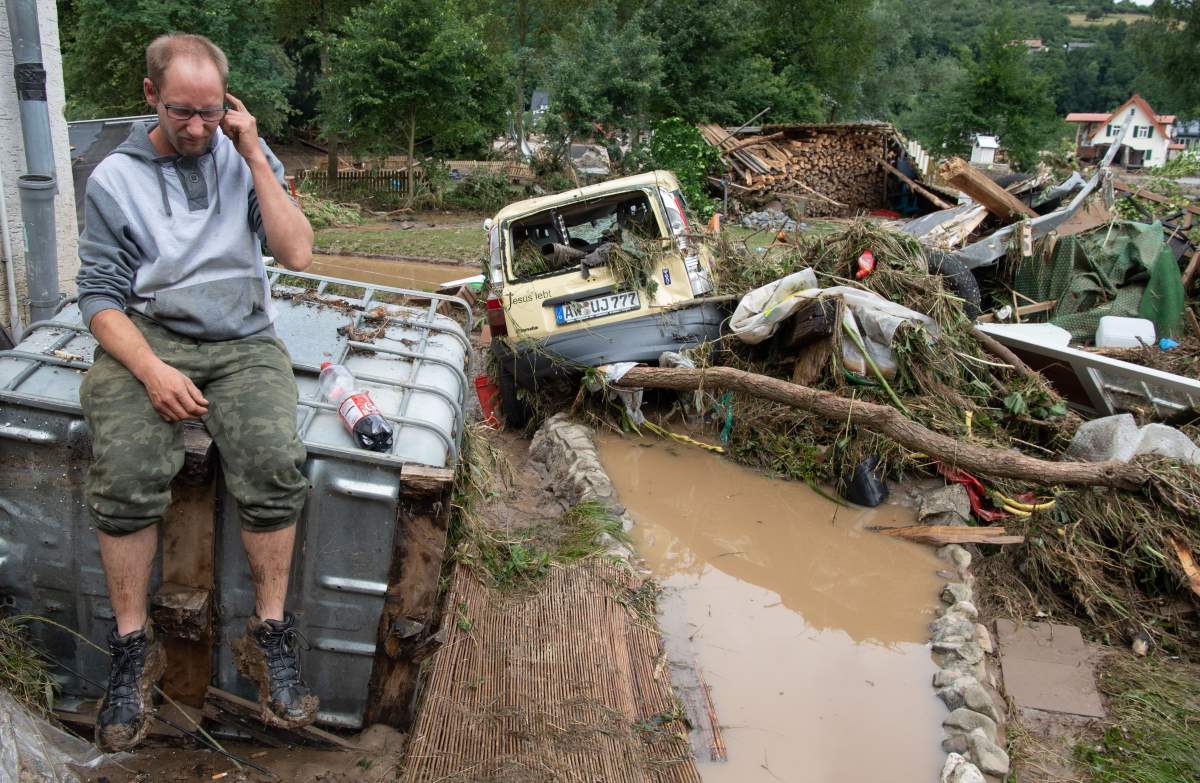The village of Insul in Rhineland-Palatinate is largely destroyed and flooded after massive rainfall and flooding of the river Ahr.