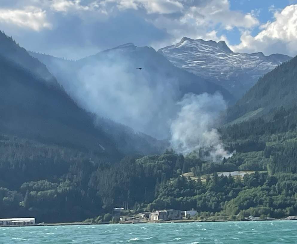 The Mill Creek wildfire burning near Squamish. 