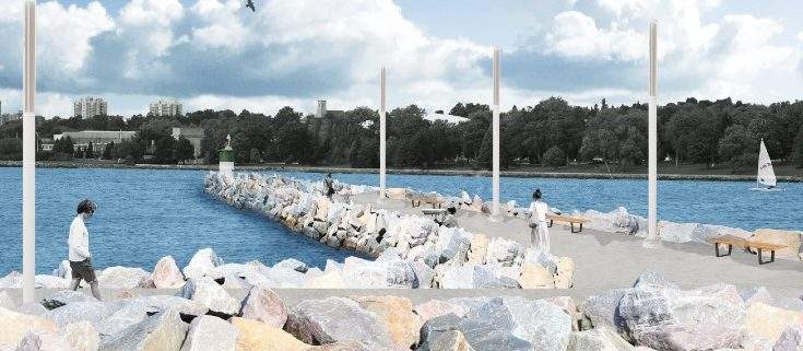 Kingston launches next major waterfront improvement project to create a pedestrian pathway on a 450-metre long breakwall overlooking the downtown.