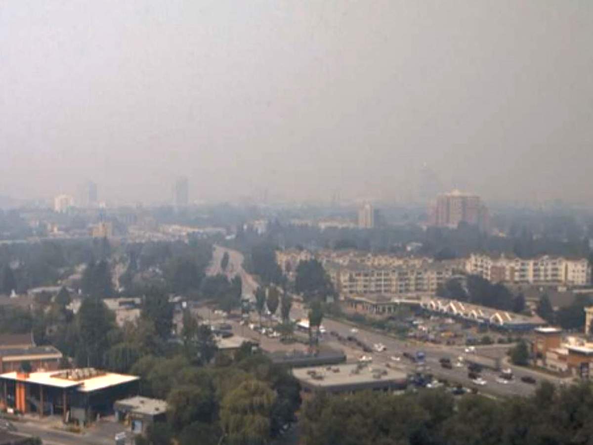 A smoky view of Kelowna on Thursday, July 29, 2021. 