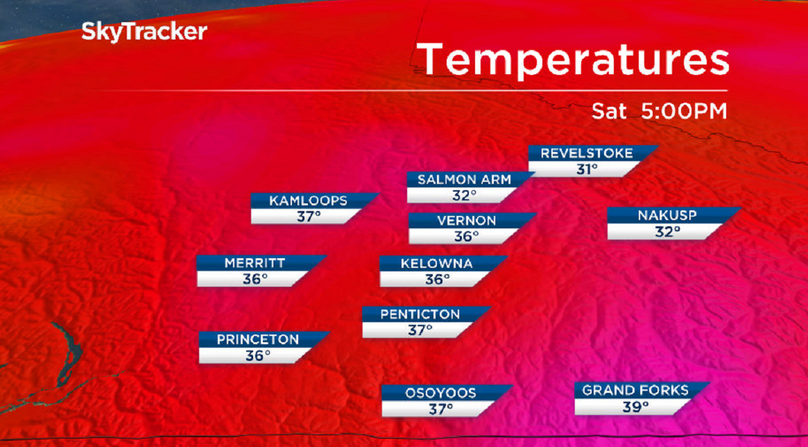 The peak of the heat is expected Friday and Saturday in the Okanagan.