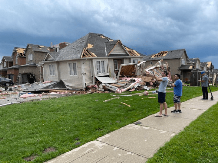 Image posted to Twitter appearing to show a partially collapsed home in Barrie after a tornado hit part of the city.