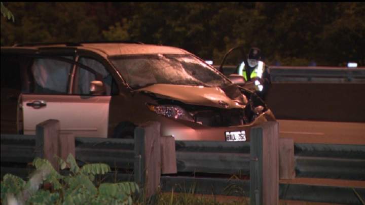The scene of the collision on the Don Valley Parkway.