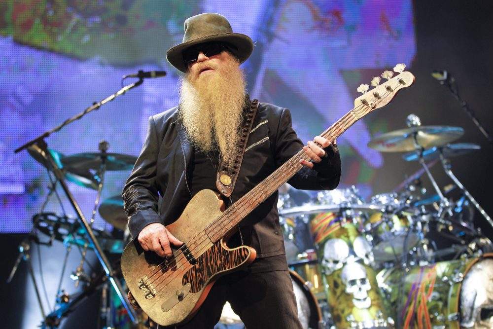 ZZ Top's Dusty Hill (bass and vocals) performing on stage at Olympia concert hall in Paris, France, on July 27, 2012. 
