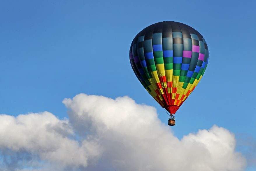 Riders are shown in a hot air balloon in this Oct. 12, 2017 file photo captured in Vermont.