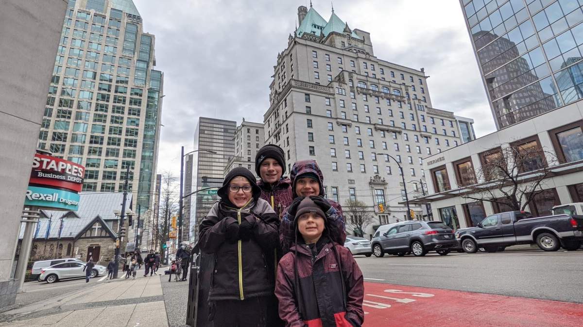 The four boys in Vancouver. Photo courtesy of Vicky Ringuette and Alexandre Lessard.