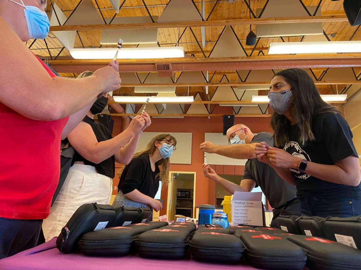 An information session on how to use naloxone kits was held at the Crestwood Community Centre in Edmonton.