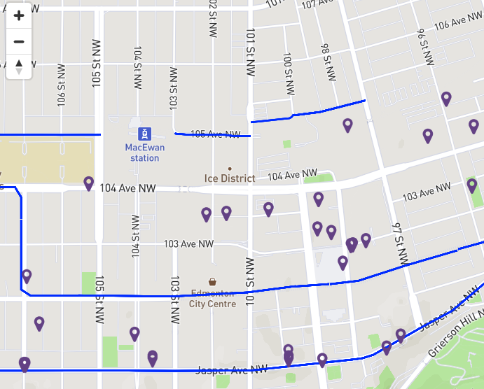 Downtown construction closes streets and sidewalks in Edmonton on Aug. 3, 2021.