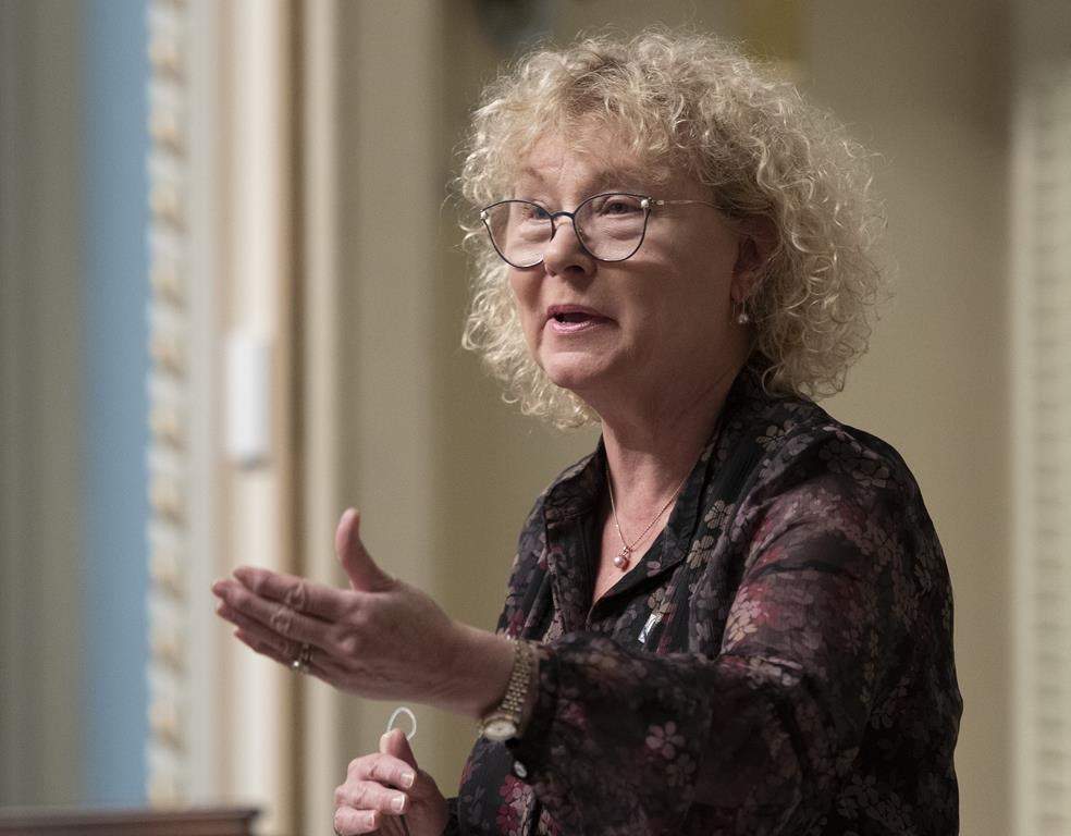 Quebec Minister Responsible for Seniors and Informal Caregivers Marguerite Blais responds to the opposition during question period at the National Assembly in Quebec City on September 15, 2020.