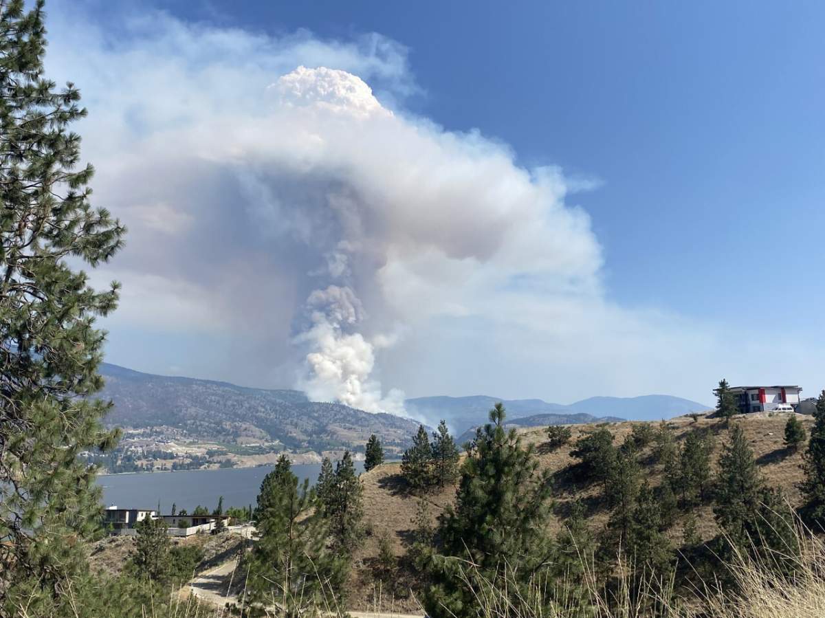 The Thomas Creek Fire, 1.5 km east of Skaha Lake, is shown near Okanagan Falls, B.C. in this recent photo.