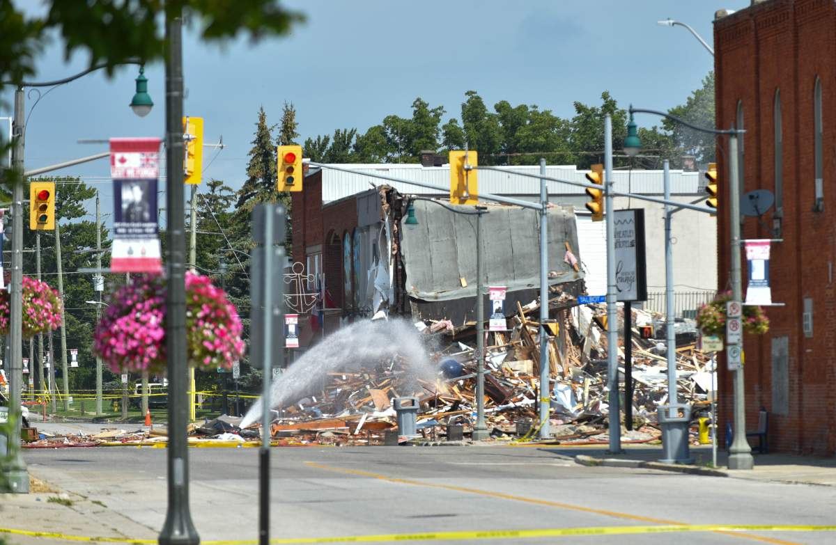 Chatham-Kent fire on the scene of a gas explosion in Wheatley, Ont., Friday, Aug. 27, 2021.