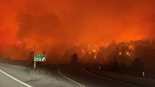 A look at the fire danger along the Coquihalla Highway Sunday evening.