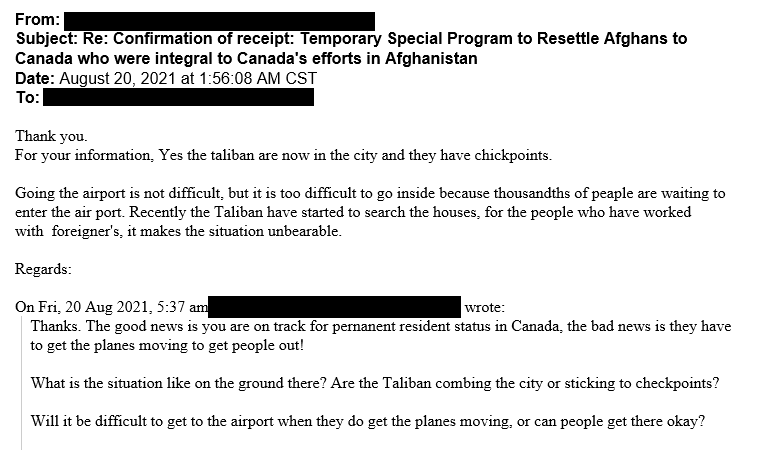 The email Kevin Weedman received from his former interpreter.