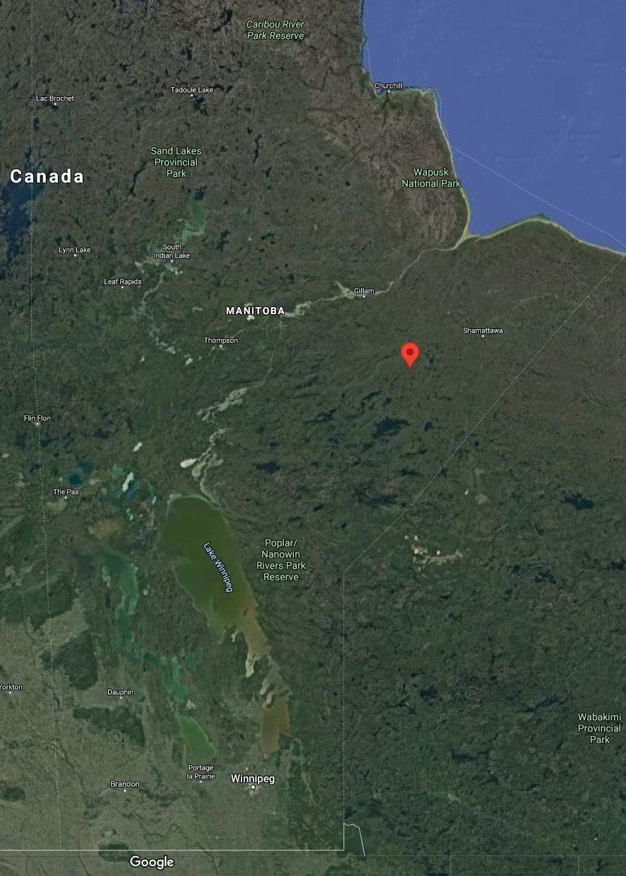 The rescue location of the two stranded canoeists.