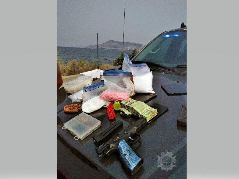 The task force says officers conducted a vehicle stop after seeing several driving infractions by the lone male occupant.